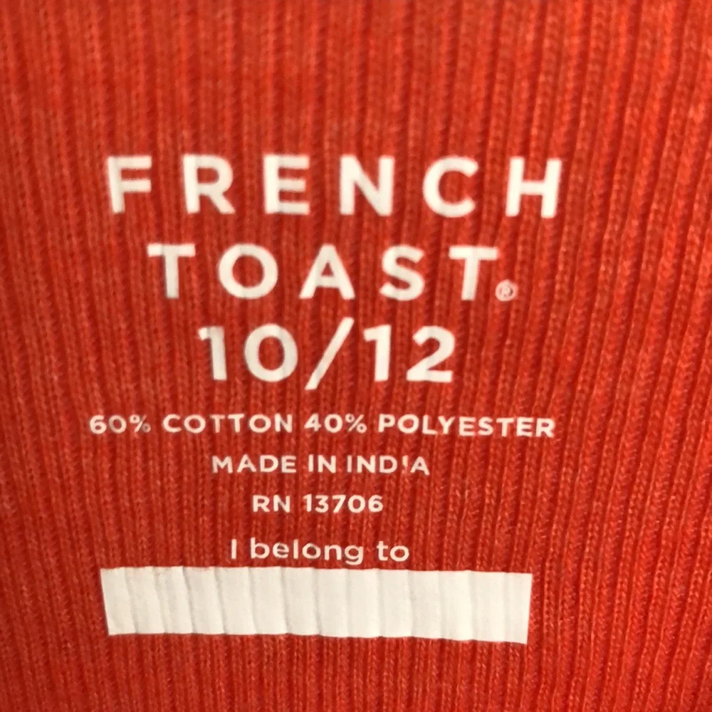 NEW NWT 2 FRENCH TOAST crew neck ribbed tee shirts in orange size 10 / 12
